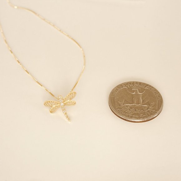 Solid 10K Gold Dragonfly Pendant Necklace Genuine Yellow Gold Dragonfly Charm - Picture 8 of 8